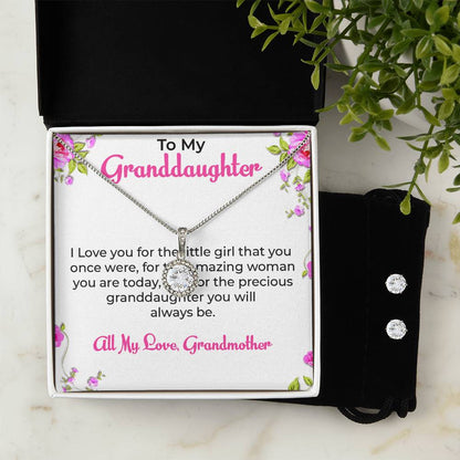 To My Dear Granddaughter | Eternal Hope Necklace & Earring Set, Grandmother & Granddaughter Bond Necklace