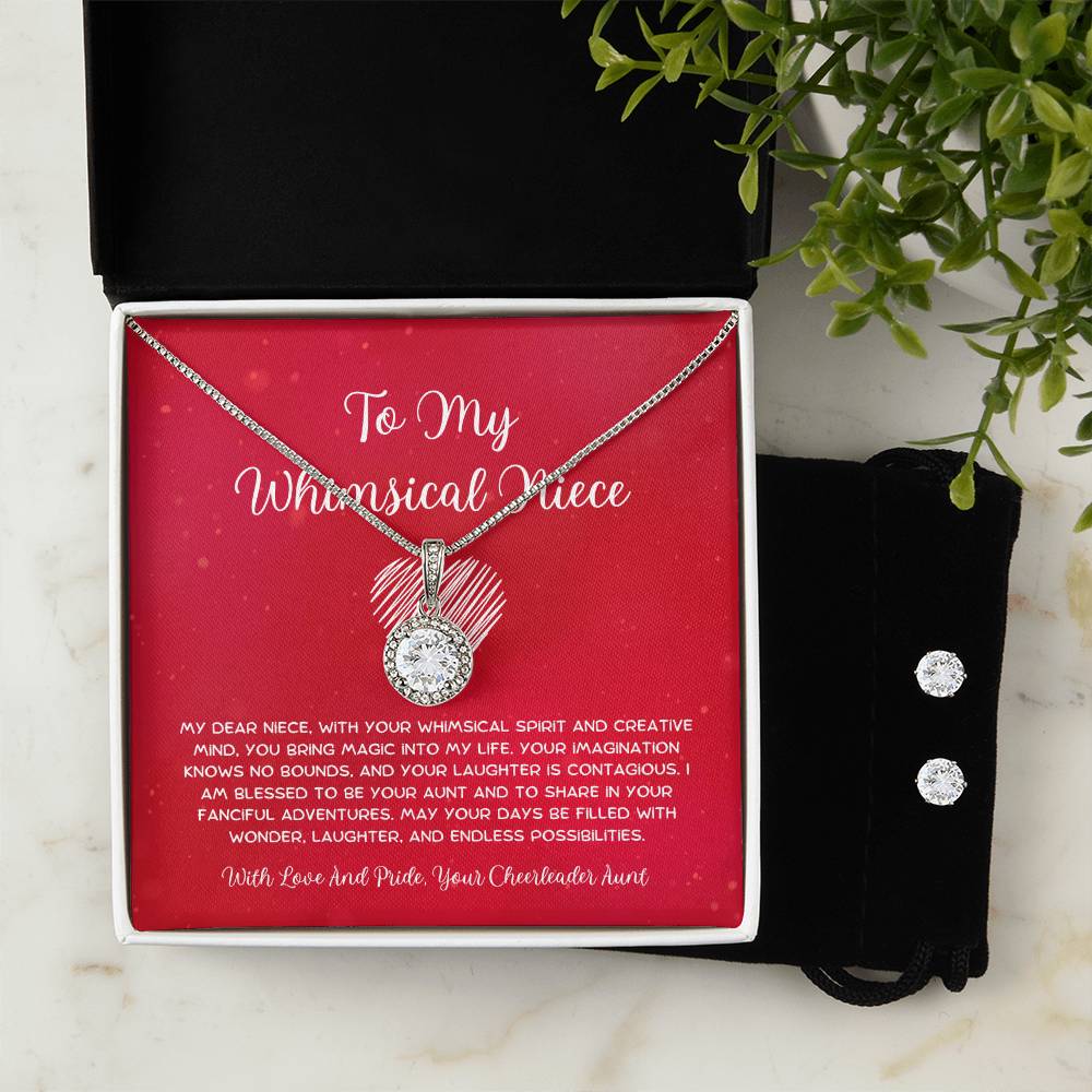 To My Whimsical Niece - From Aunt to Niece Eternal Hope Necklace With Earrings - SOUVMOUR