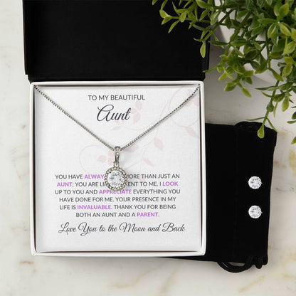 To My Sweet Aunt – Forever Love Necklace and Earrings Set | A Special Gift for Aunt - SOUVMOUR