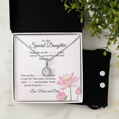 To My Special Daughter – Heartfelt Eternal Hope Necklace & Earrings Gift Bundle