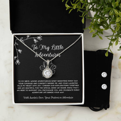 To My Little Adventurer - From Aunt to Niece Eternal Hope Necklace With Earrings - SOUVMOUR