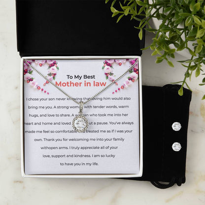 To the Best Mother-in-law | Eternal Hope Necklace & Earring Set | Elegant Gift for Mother-in-law