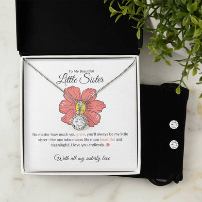To My Beautiful Little Sister – Necklace & Earring Set | A Stunning Gift for My Precious Sister