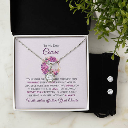 Cousin Necklace | To My Dear Cousin - Eternal Hope Necklace & Earring Set | Cousin Friendship Necklace