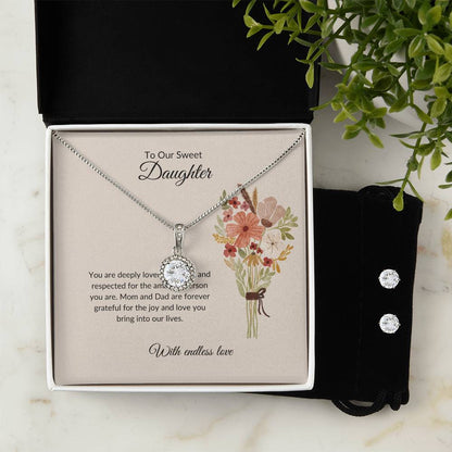 To My Sweet Daughter – Heartfelt Eternal Hope Necklace & Earrings Set