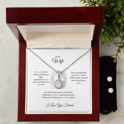 To My Beloved Wife, The Woman I Prayed For - Eternal Hope Necklace & Earring Set
