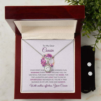 Cousin Necklace | To My Dear Cousin - Eternal Hope Necklace & Earring Set | Cousin Friendship Necklace