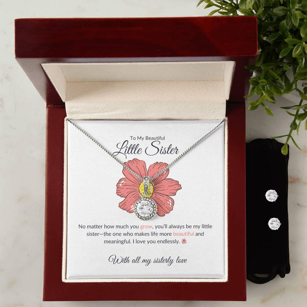 To My Beautiful Little Sister – Necklace & Earring Set | A Stunning Gift for My Precious Sister