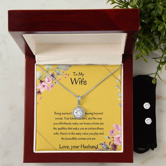 To My Wife, The Light of My Universe - Eternal Hope Necklace & Earring Set