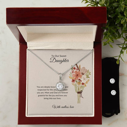To My Sweet Daughter – Heartfelt Eternal Hope Necklace & Earrings Set