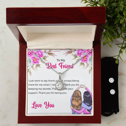 To My Lifetime Best Friend - Eternal Hope Necklace and Earrings Set | Gift for Best Friend | Friendship Gift