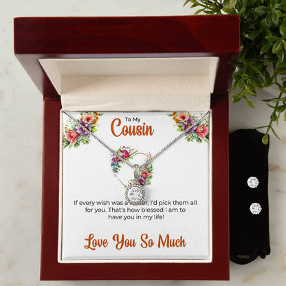 Cousin Necklace | To My Cousin My Best Friend - Eternal Hope Necklace & Earring Set | Cousin Friendship Necklace
