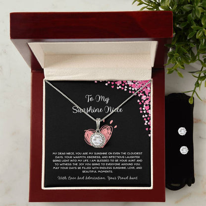 To My Sunshine Niece - From Aunt to Niece Eternal Hope Necklace With Earrings - SOUVMOUR