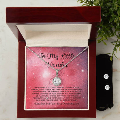 To My Little Wonder - From Aunt to Niece Eternal Hope Necklace With Earrings - SOUVMOUR