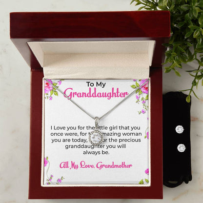 To My Dear Granddaughter | Eternal Hope Necklace & Earring Set, Grandmother & Granddaughter Bond Necklace