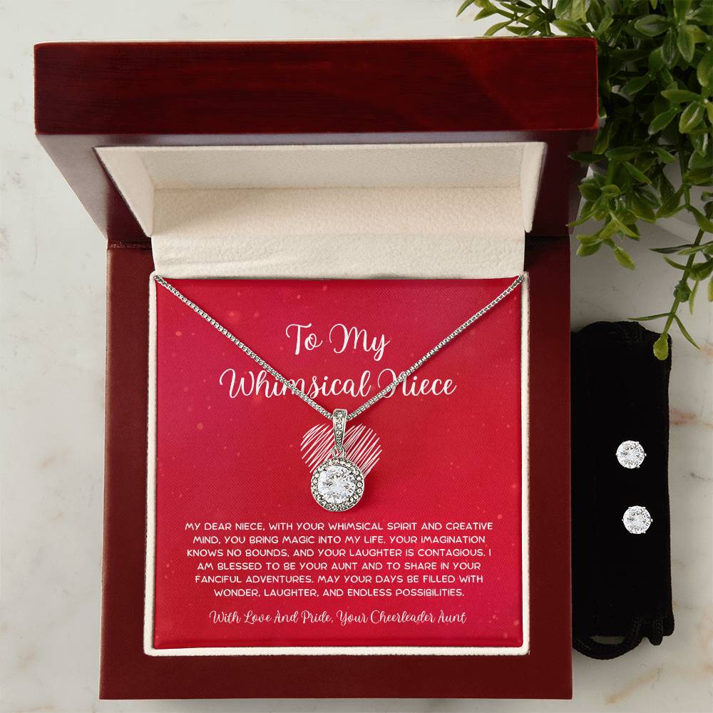 To My Whimsical Niece - From Aunt to Niece Eternal Hope Necklace With Earrings - SOUVMOUR