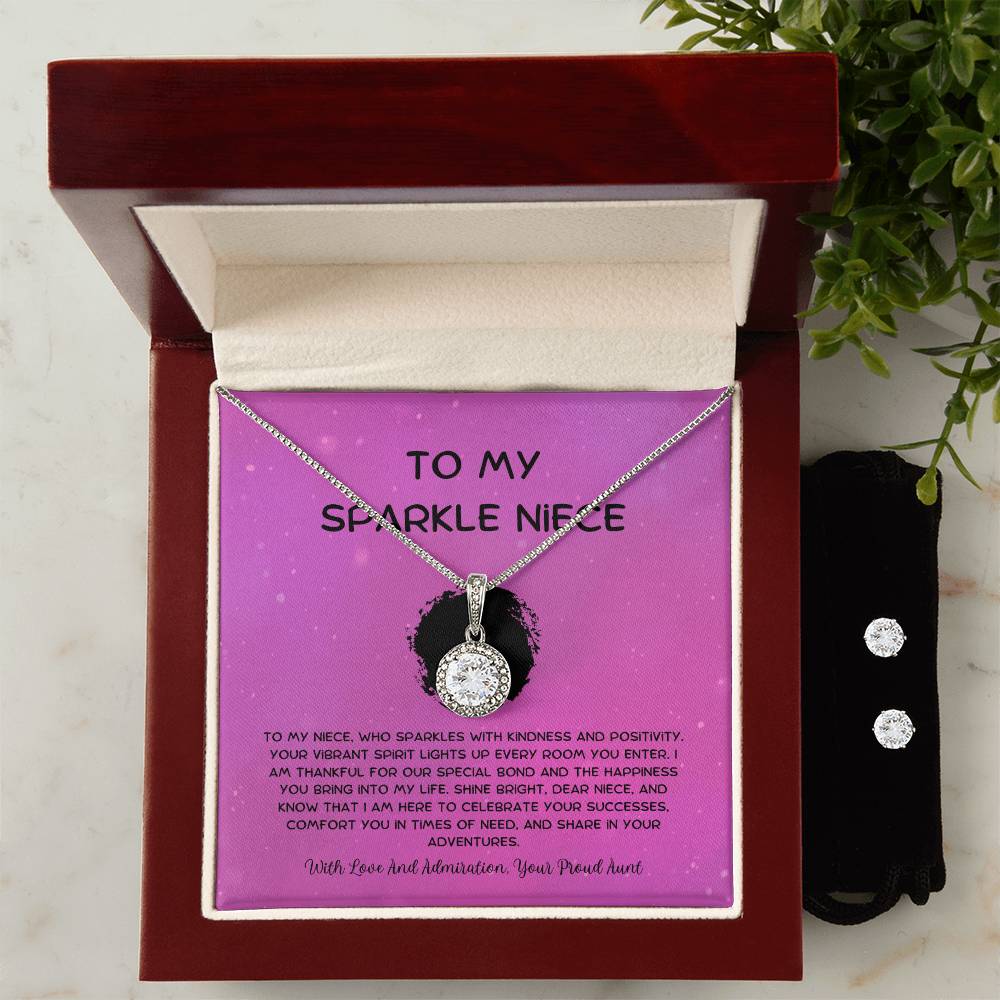To My Sparkle Niece - From Aunt to Niece Eternal Hope Necklace With Earrings - SOUVMOUR