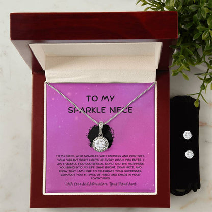 To My Sparkle Niece - From Aunt to Niece Eternal Hope Necklace With Earrings - SOUVMOUR