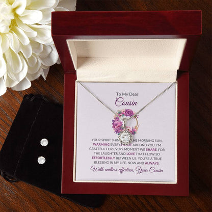 Cousin Necklace | To My Dear Cousin - Eternal Hope Necklace & Earring Set | Cousin Friendship Necklace