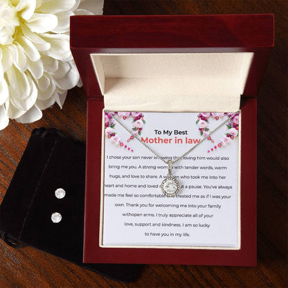 To the Best Mother-in-law | Eternal Hope Necklace & Earring Set | Elegant Gift for Mother-in-law