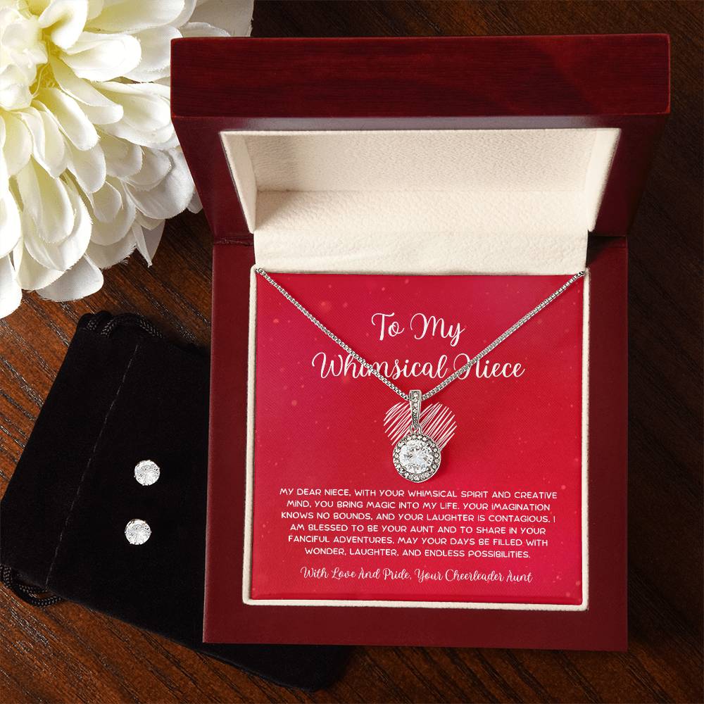 To My Whimsical Niece - From Aunt to Niece Eternal Hope Necklace With Earrings - SOUVMOUR