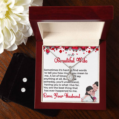 To My Beautiful Wife - Everlasting Love Eternal Hope Necklace & Earring Set | Necklace For Wife For Soulmate
