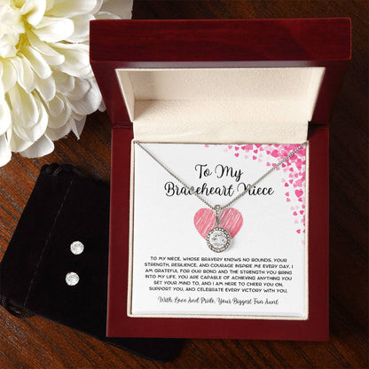 To My Braveheart Niece - From Aunt to Niece Eternal Hope Necklace With Earrings - SOUVMOUR