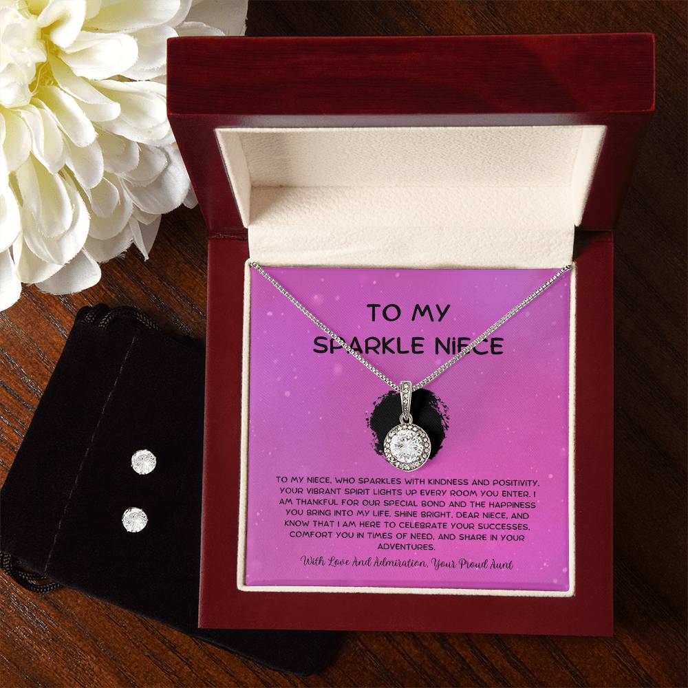 To My Sparkle Niece - From Aunt to Niece Eternal Hope Necklace With Earrings - SOUVMOUR