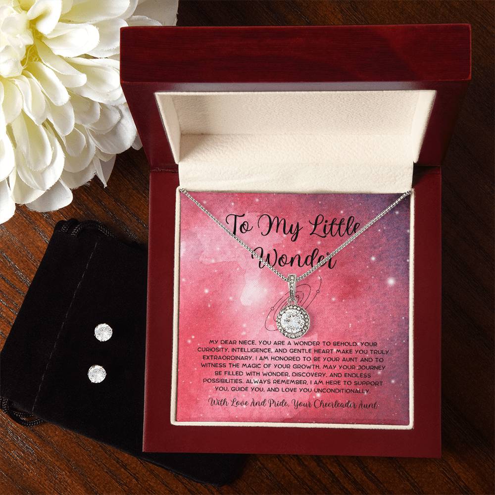 To My Little Wonder - From Aunt to Niece Eternal Hope Necklace With Earrings - SOUVMOUR