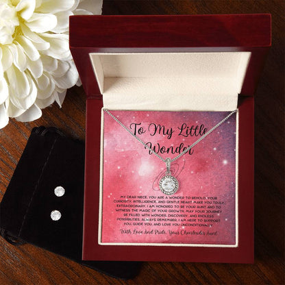 To My Little Wonder - From Aunt to Niece Eternal Hope Necklace With Earrings - SOUVMOUR