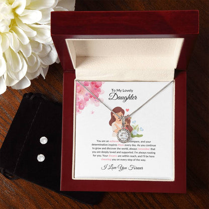 To My Lovely Daughter Necklace – Heartfelt And Supportive Eternal Hope Necklace & Earrings
