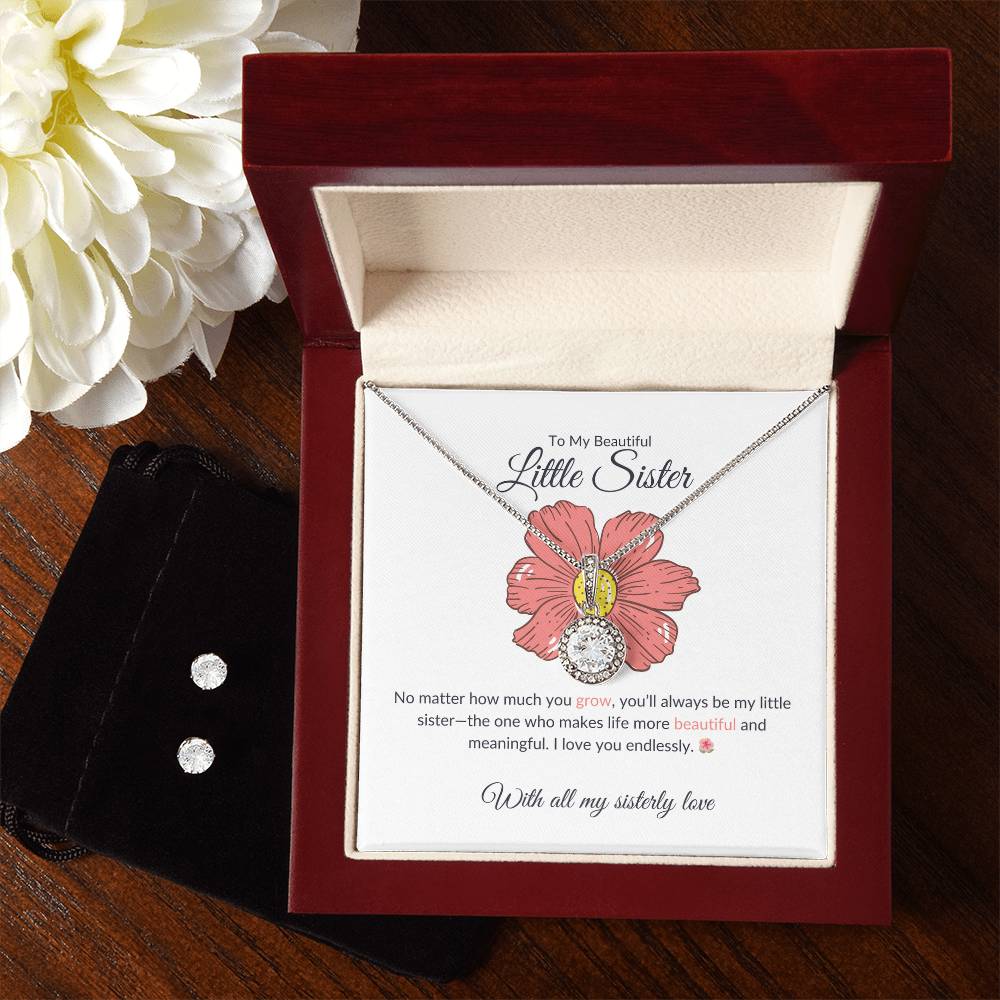 To My Beautiful Little Sister – Necklace & Earring Set | A Stunning Gift for My Precious Sister