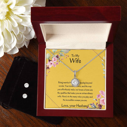 To My Wife, The Light of My Universe - Eternal Hope Necklace & Earring Set