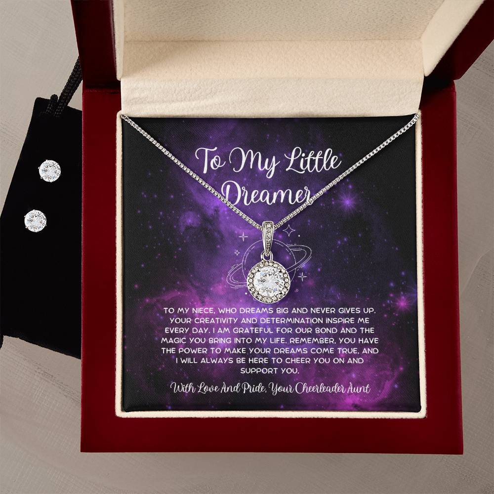 To My Little Dreamer - From Aunt to Niece Eternal Hope Necklace With Earrings - SOUVMOUR