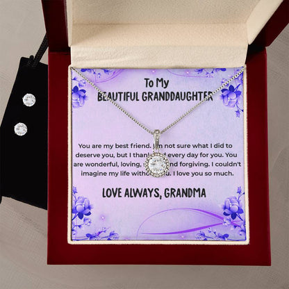 To My Wonderful Granddaughter | Eternal Hope Necklace & Earring Set, Grandmother & Granddaughter Bond Necklace