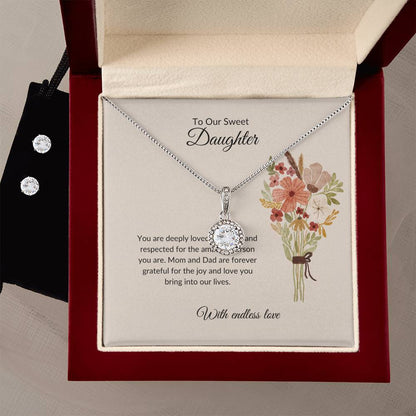 To My Sweet Daughter – Heartfelt Eternal Hope Necklace & Earrings Set