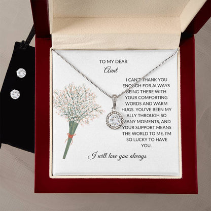 To My Dear Aunt- Necklace & Earrings Gift Set | Necklace Gift For Aunt - SOUVMOUR