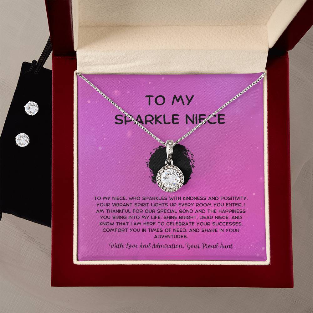 To My Sparkle Niece - From Aunt to Niece Eternal Hope Necklace With Earrings - SOUVMOUR
