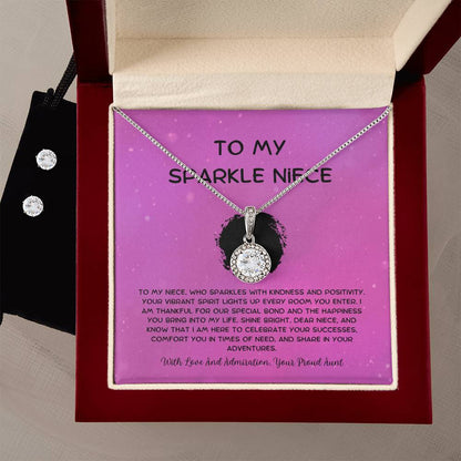 To My Sparkle Niece - From Aunt to Niece Eternal Hope Necklace With Earrings - SOUVMOUR