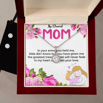 To My Dearest Mom | Heartfelt Eternal Hope Necklace & Earring Set | Necklace Gift For Mom