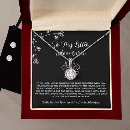 To My Little Adventurer - From Aunt to Niece Eternal Hope Necklace With Earrings - SOUVMOUR