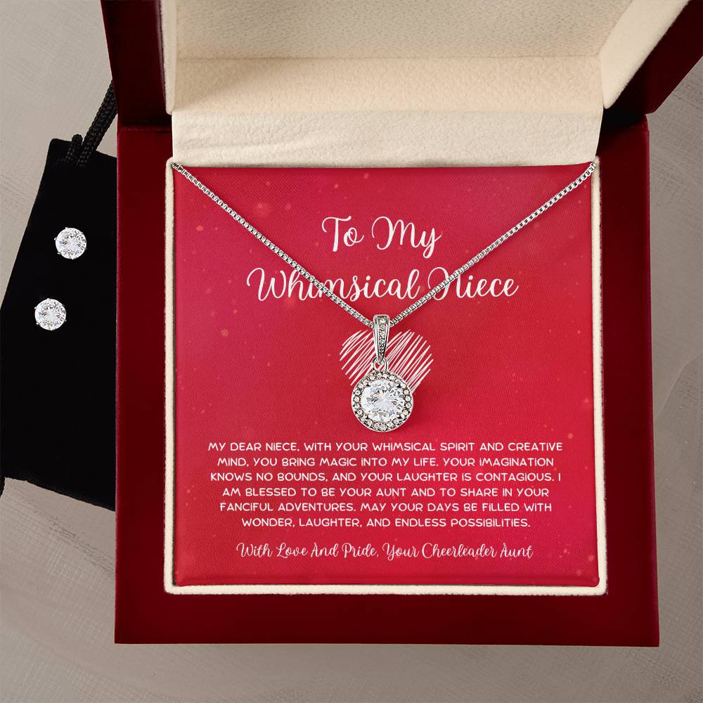 To My Whimsical Niece - From Aunt to Niece Eternal Hope Necklace With Earrings - SOUVMOUR