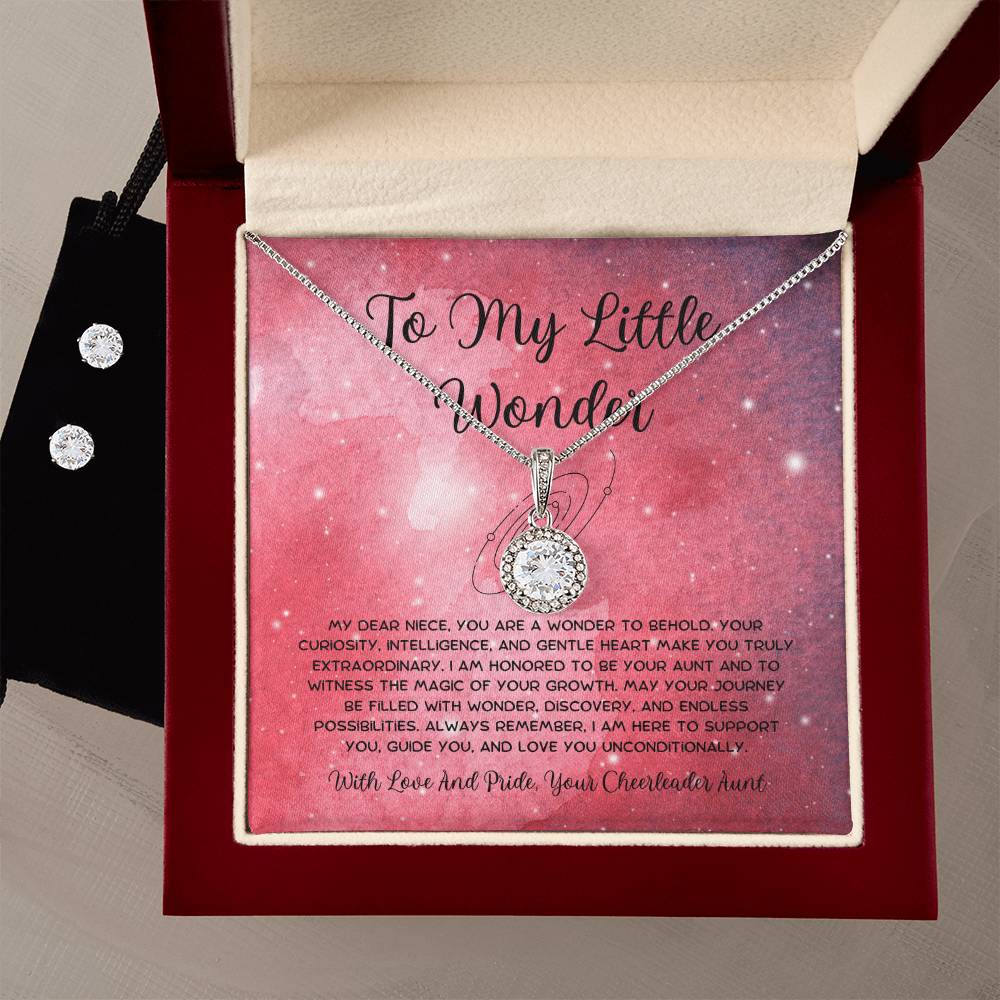 To My Little Wonder - From Aunt to Niece Eternal Hope Necklace With Earrings - SOUVMOUR