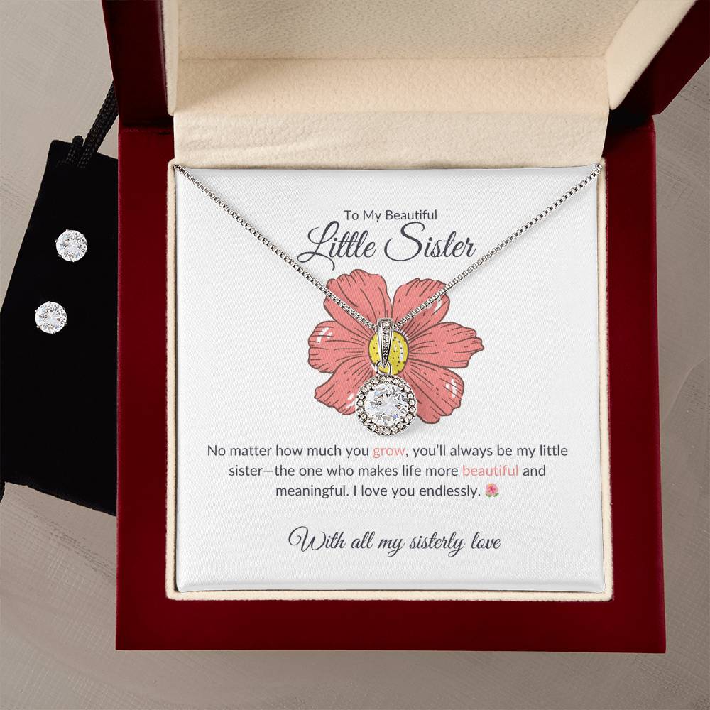 To My Beautiful Little Sister – Necklace & Earring Set | A Stunning Gift for My Precious Sister