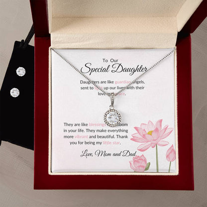 To My Special Daughter – Heartfelt Eternal Hope Necklace & Earrings Gift Bundle