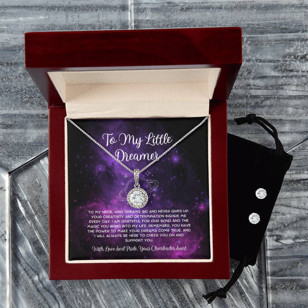To My Little Dreamer - From Aunt to Niece Eternal Hope Necklace With Earrings - SOUVMOUR