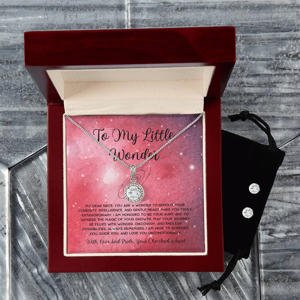 To My Little Wonder - From Aunt to Niece Eternal Hope Necklace With Earrings - SOUVMOUR