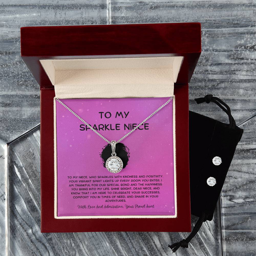 To My Sparkle Niece - From Aunt to Niece Eternal Hope Necklace With Earrings - SOUVMOUR