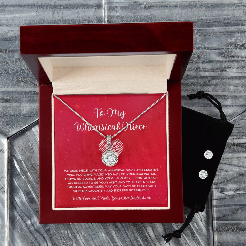 To My Whimsical Niece - From Aunt to Niece Eternal Hope Necklace With Earrings - SOUVMOUR