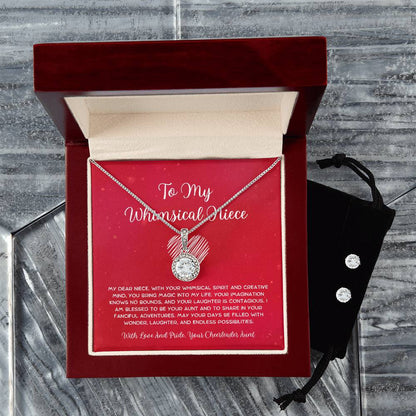 To My Whimsical Niece - From Aunt to Niece Eternal Hope Necklace With Earrings - SOUVMOUR